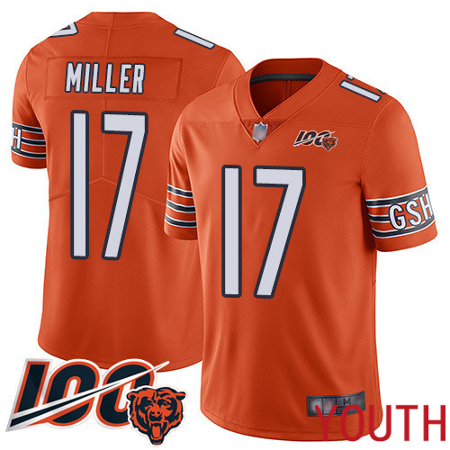 Chicago Bears Limited Orange Youth Anthony Miller Alternate Jersey NFL Football #17 100th Season